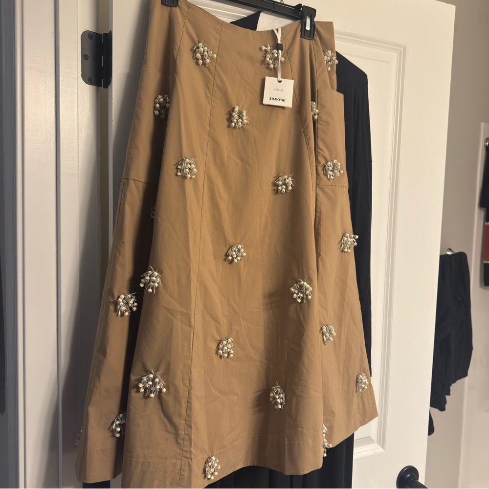 Simkhai Novanna Embellished Midi Skirt in Taupe - Picture 6 of 8